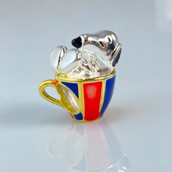 Sterling Silver Peanuts Snoopy Cup Charm - Picture 5 of 5